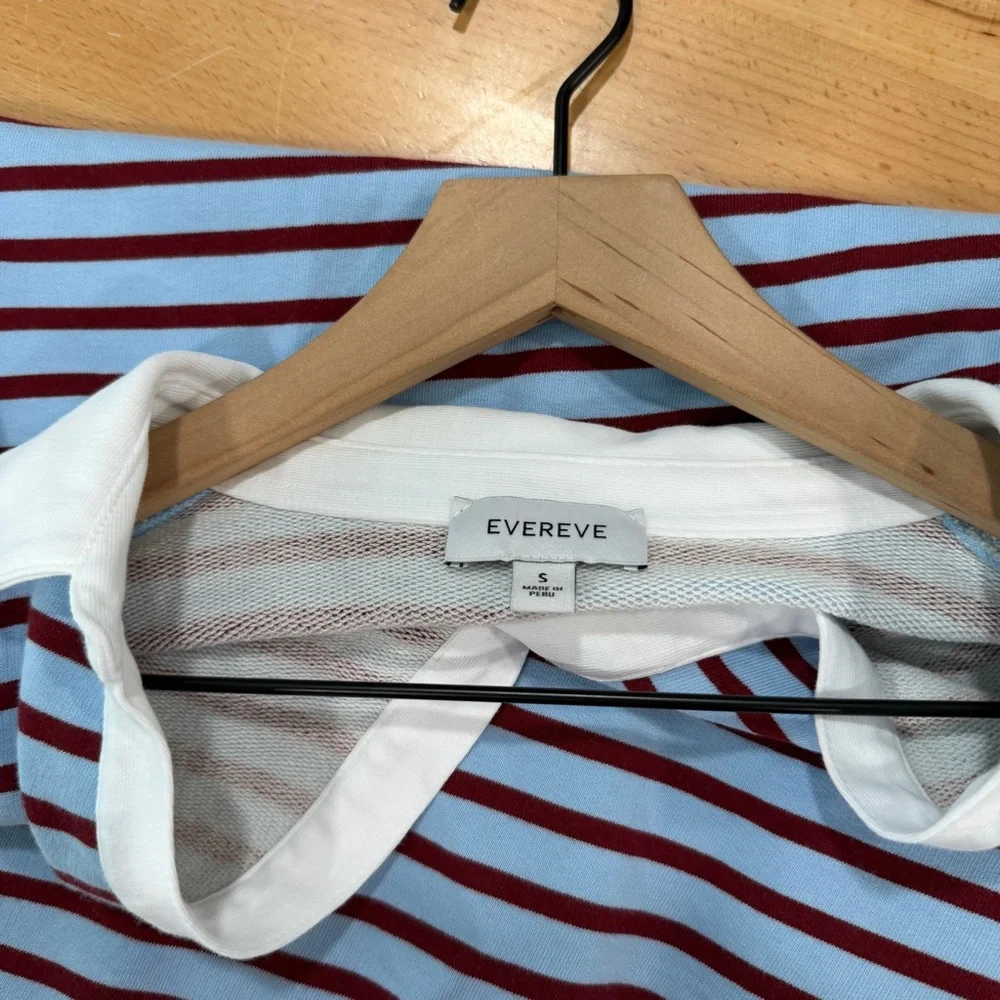 Evereve Ilona Rugby Sweatshirt Blue Burgundy Stripe Size Small - Picture 6 of 7